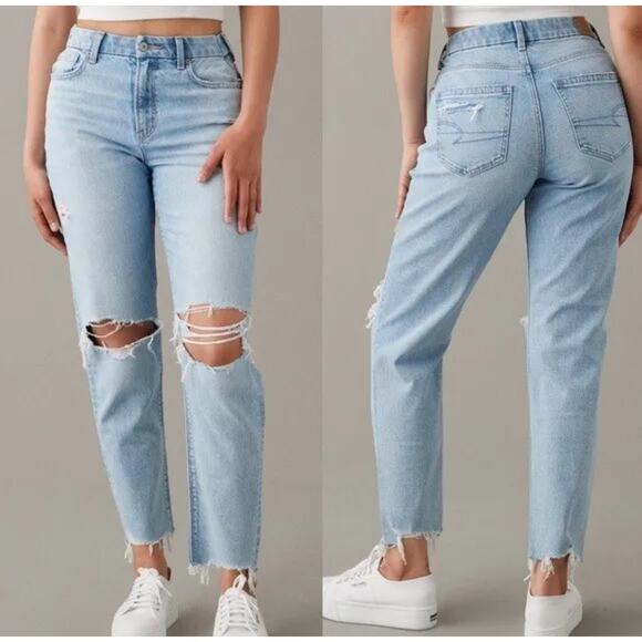 American Eagle Outfitters Denim - American Eagle Distressed Strigid Curvy Mom Jean Size 12